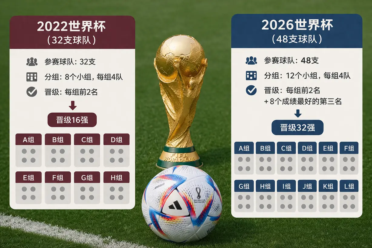 2022 vs 2026世界杯规则差异对比：扩军48队后赛制变化一文看懂